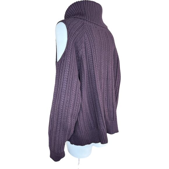 Studio Park Shawn Killinger Cold Shoulder Cable Knit Sweater Huckleberry Large - Picture 4 of 12